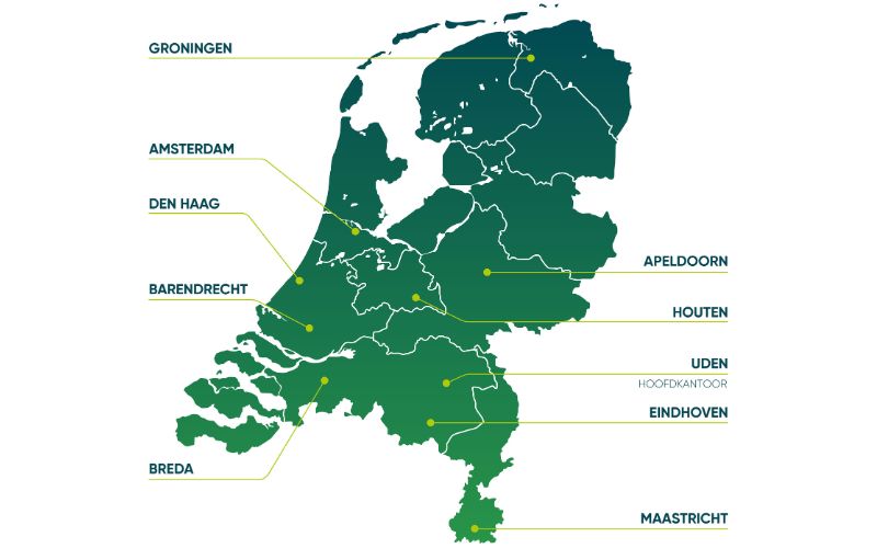 Landkaart Nederland locaties kantoren CSU